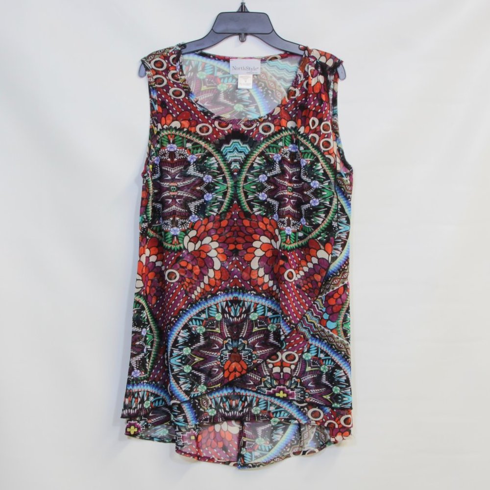 Northstyle Top Abstract Sleeveless Blouse Size M